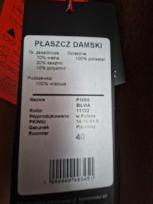 Płaszcz polskiej firmy Chvirot brązowy 40