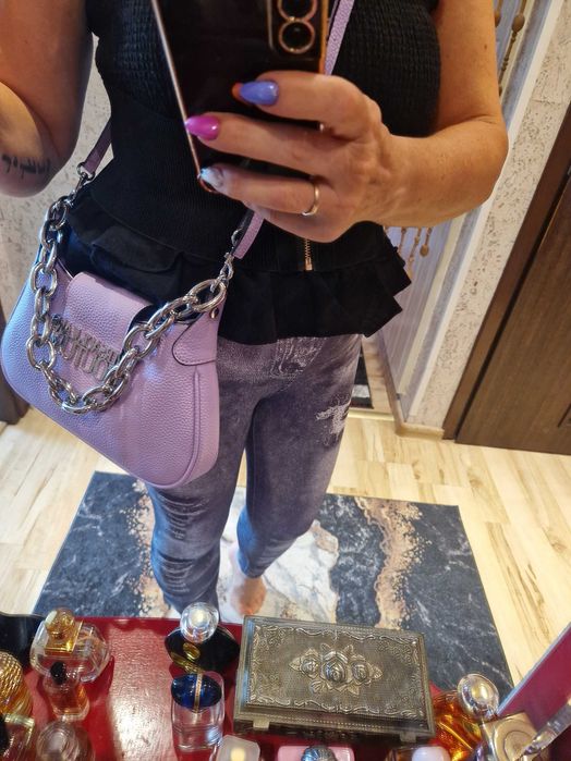 Torebka  Versace  Jeans  Couture  fioletowa  skóra ekologiczna
