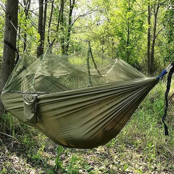 Hamak turystyczny z moskitierą dwuosobowy hamak biwakowy 260x140
