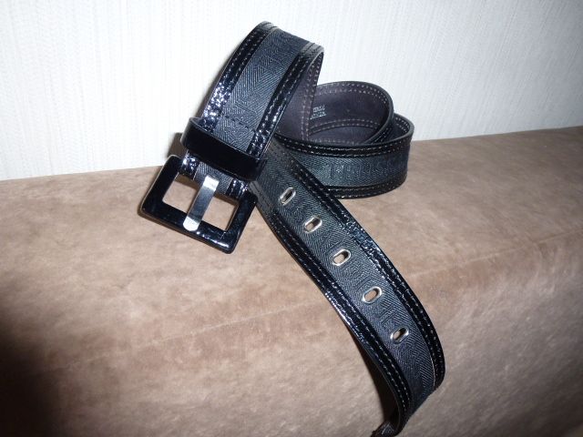 TRUSSARDI pasek skóra nowy oryginalny czarny dł 108 cm