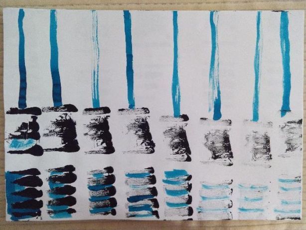 Pintura original acrílico realizada usando uma garrafa de água 29,7x42