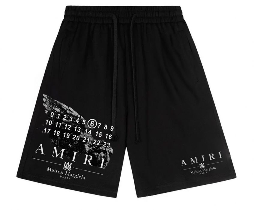 Шорты Maison Margela paris x Amiri Logo колоборация мейсон марждели и амири цвет черный Новинка