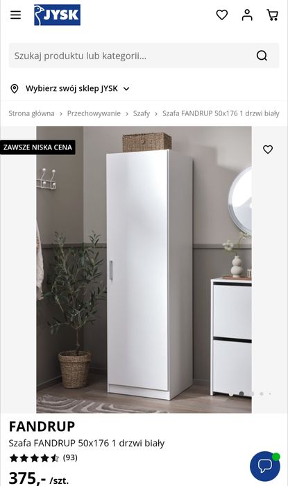 Szafa FANDRUP 50cm x 176 cm biała JYSK