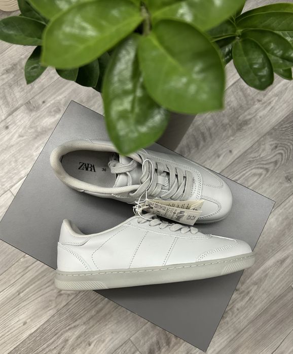 Кеди сірі шкіряні унісекс zara зара адідас