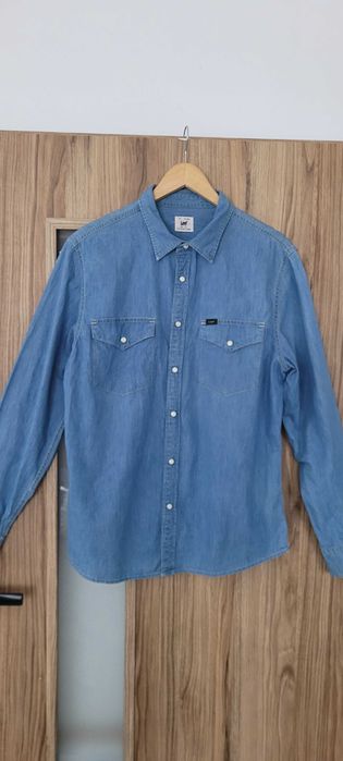 Niebieska męska koszula jeans bawełna Lee, r L