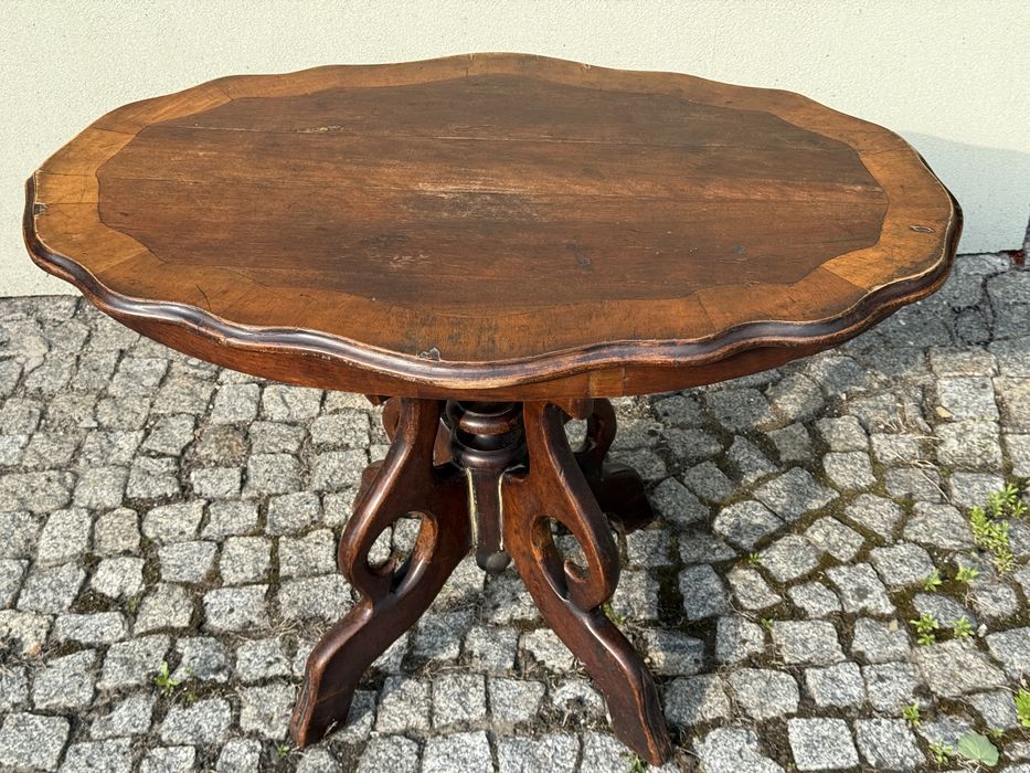 Stol drewniany w stylu biedermeier koniec XIX w.
