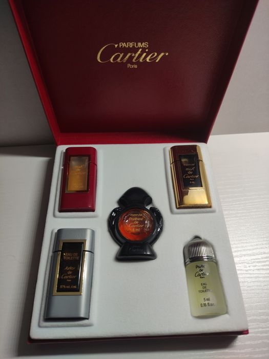 Piękny vintage zestaw Cartier 5 miniaturek perfumy