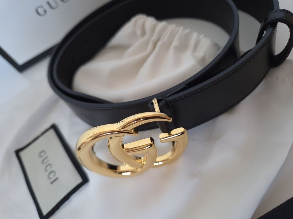 Czarny skórzany pasek Gucci