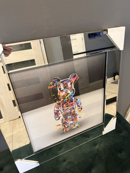 Obraz Bearbrick pop-art / street art szkło, lustro, drewno, miś,