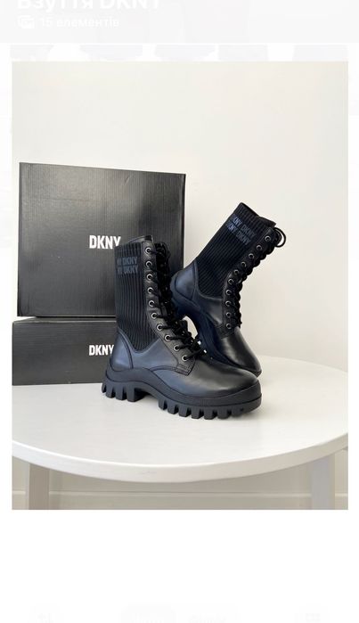 Жіночі шкіряні ботінки DKNY Knit Boot оригінал берци женские ботинки