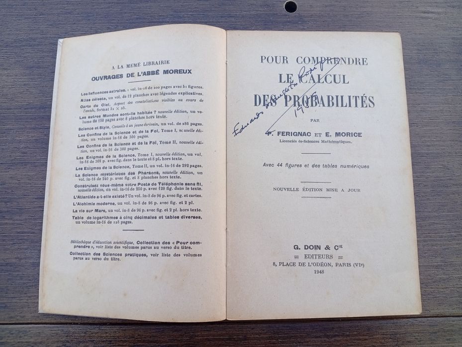Livro "Pour Comprendre le Calcul des Probabilités",
