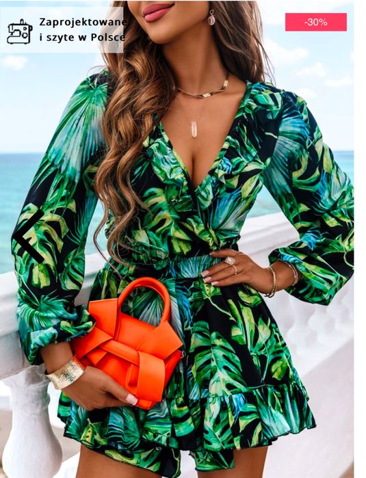 Piękny Kombinezon zwiewna sukienka  roz. S/M