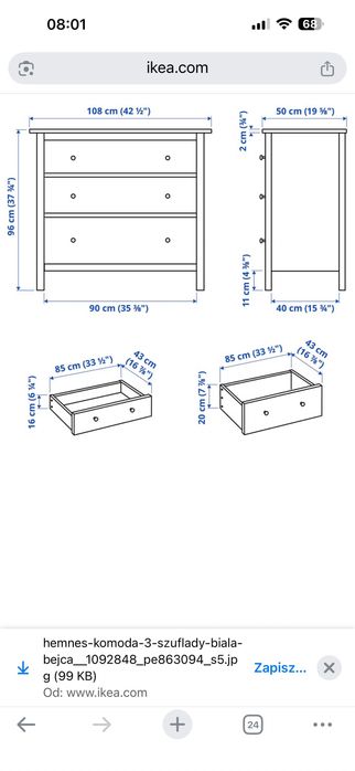 Komoda Hemnes + przewijak maluchowi
