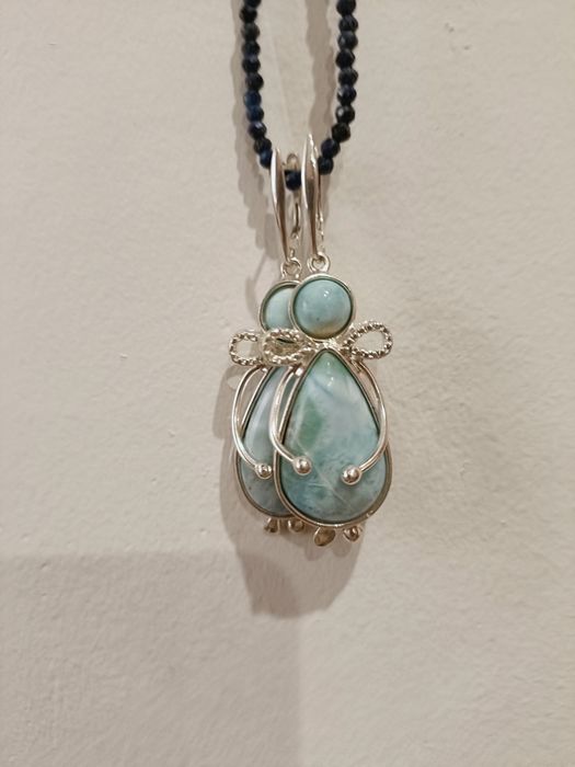 Kolczyki larimar srebro 925