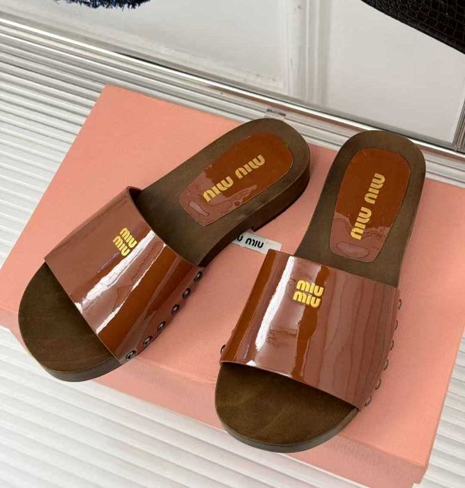 Трендовые деревянные шлепки мюли сабо Miu Miu + Подарок !