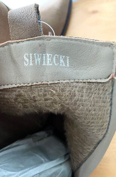 Nowe botki kowbojki Siwiecki skóra naturalna zamsz r. 36
