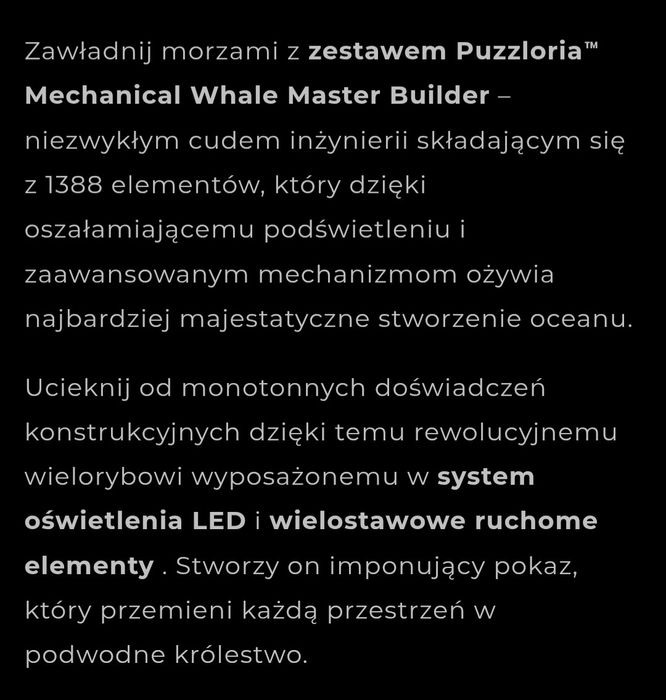 Zestaw klocków mechanicznych wieloryb