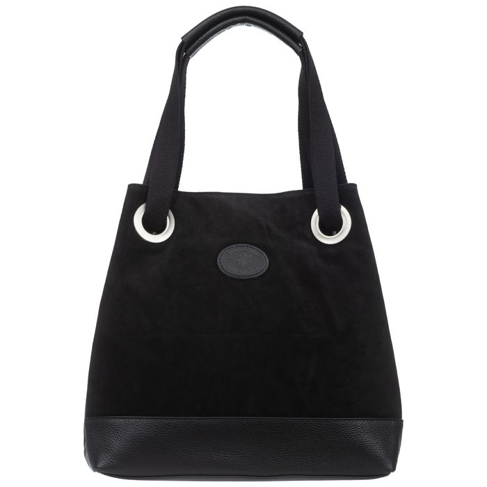 VERA PELLE torebka damska zamszowa shopper z rączkami V707 czarna