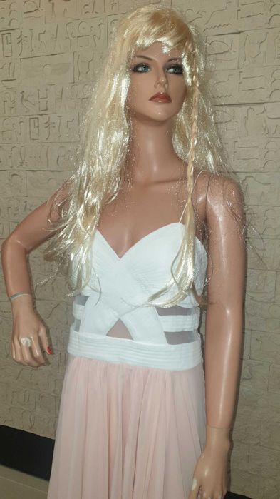 Sukienka pudrowy róż i biel rozmiar 40 Body Flirt M / L