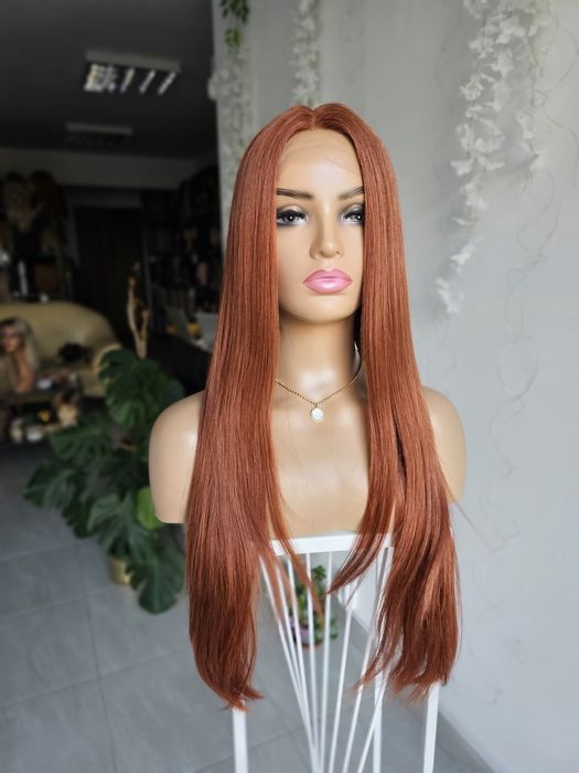 Długa ruda peruka premium Inka lace front naturalny efekt