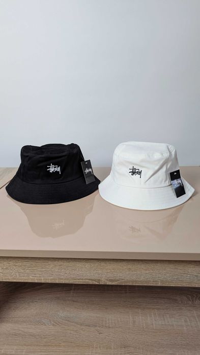 Панамка Stussy чоловіча / жіноча панама Стуссі, чорна та біла, 100% бавовна, bucket hat, літня панамка streetwear