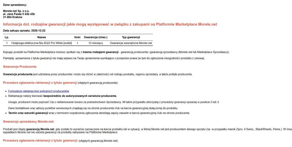 Hulajnoga elektryczna Niu KQi2 Pro White