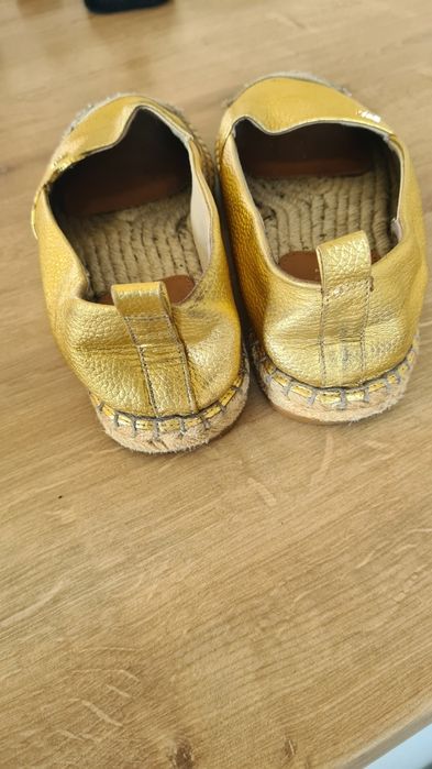 Espadryle Ralph Lauren. Złote. Cameryn. Rozmiar 37. Skóra