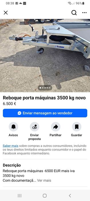 Vendo reboque porta máquinas