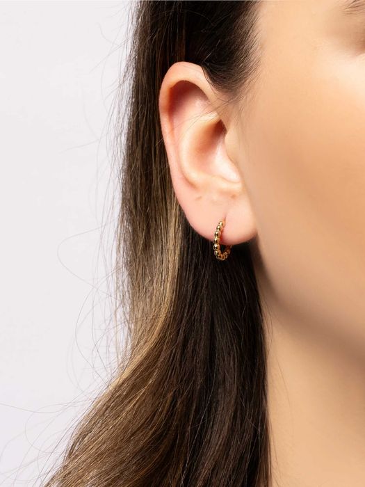 Złote kolczyki 585, koła z kuleczek 13 mm