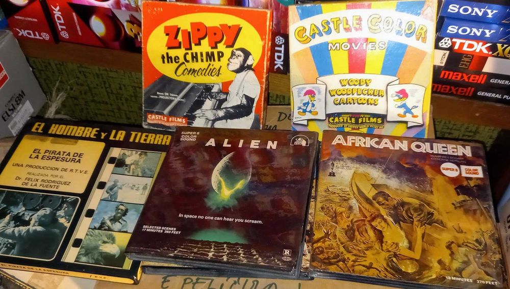 Lote 5 Filmes Super 8 / 8mm Vintage – Alien, African Queen, Woody Woodpecker, Zippy