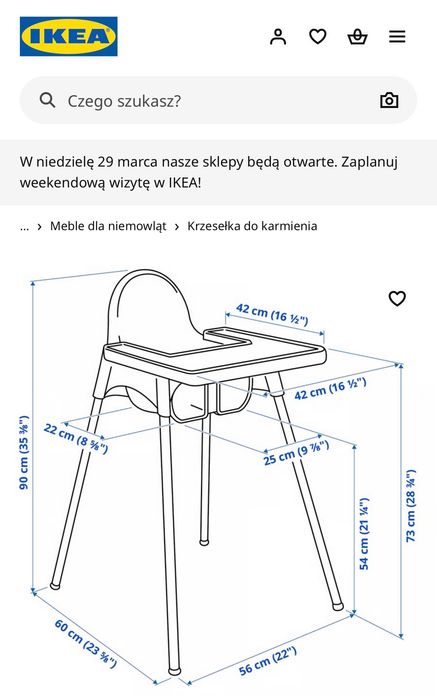 Krzesełko do karmienia Ikea