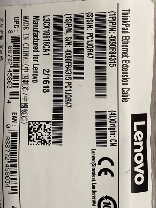 Адаптер Lenovo USB-C to Ethernet , Lenovo EX280 mini DisplayPort - Ethernet RJ-45