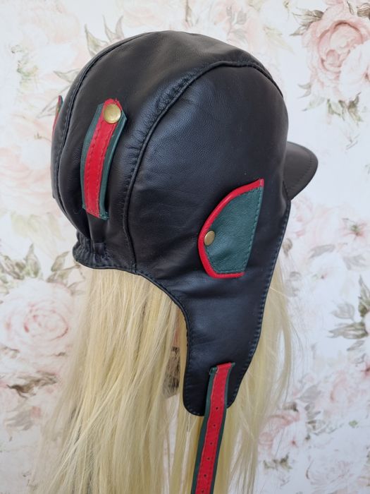 Skórzana czapka pilotka