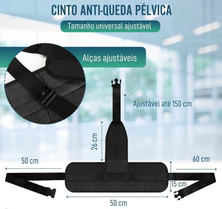 Cadeira de rodas e cinto pélvico anti-quedas  pouco usada