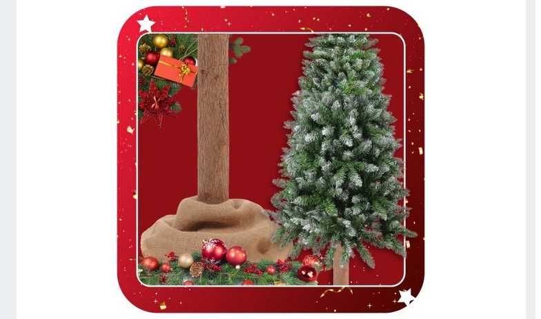 CHOINKA Sztuczna Na Pniu Gęsta Jak Żywa Premium OŚNIEŻONA 180 cm