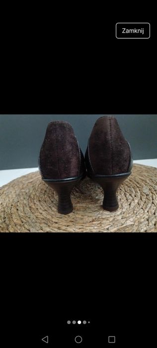 Szpilki niskie 36 brązowe sesja vintage boho czółenka boho eleganckie