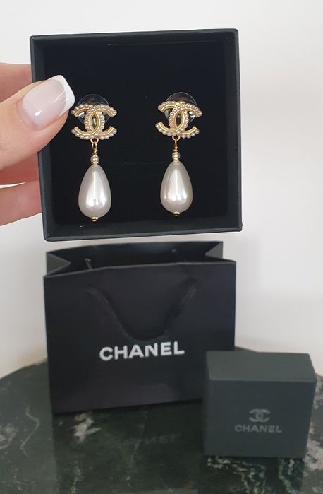Kolczyki Cc chanel perła nowe