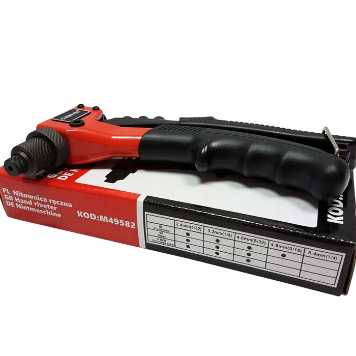 Zestaw Nitownica Ręczna Do Nitów + 4 Końcówki Ręczna 2,4-4,8Mm