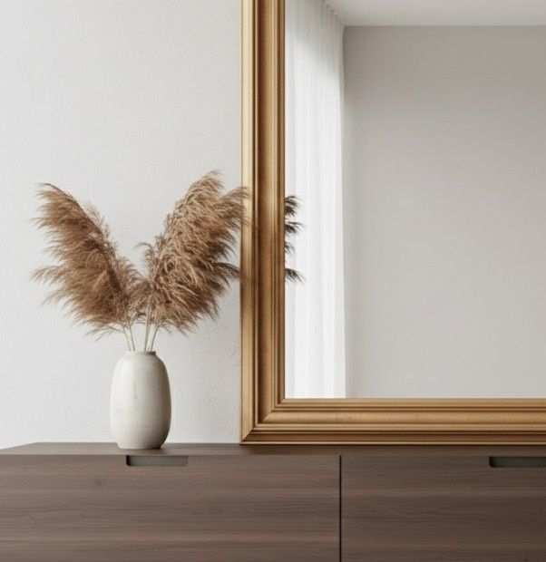 Moldura dourada  com espelho