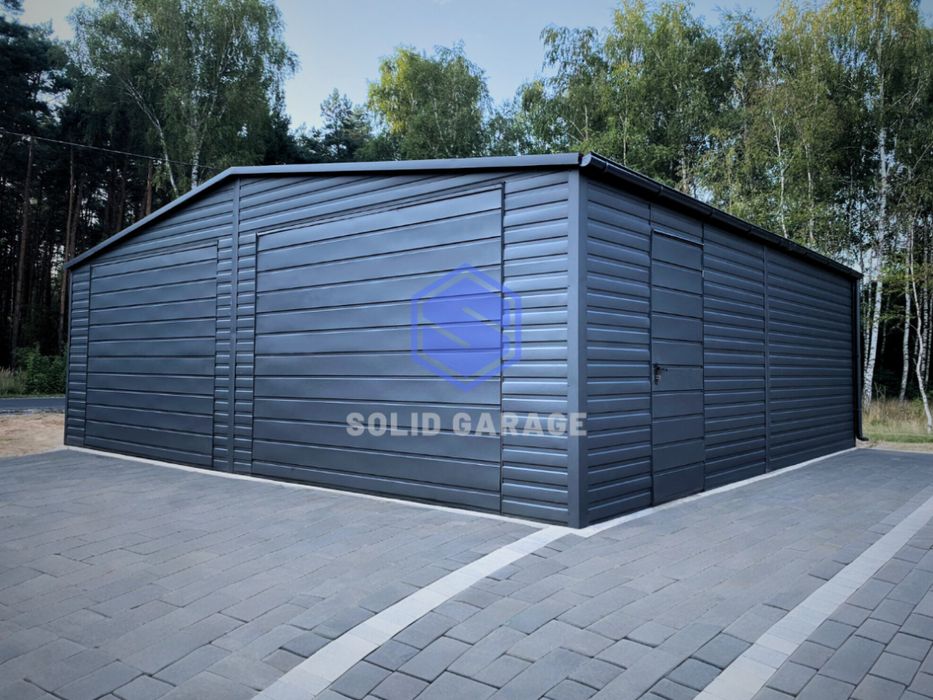 Garaż blaszany 7x6m dwustanowiskowy grafit schowek na budowe na wymiar