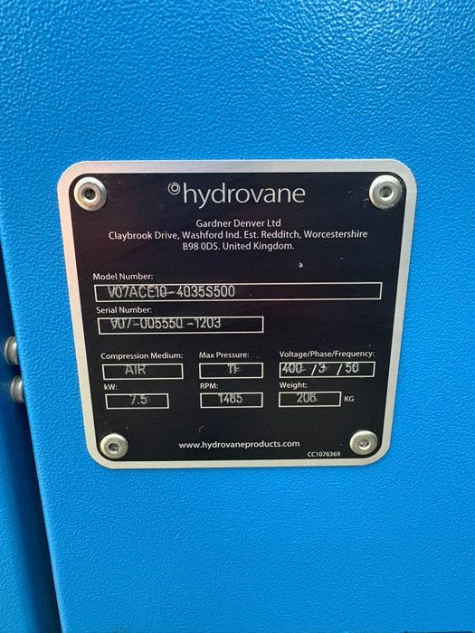 Kompresor łopatkowy  Hydrovane 7.5W 1m3/min 11 bar zbiornik 350L