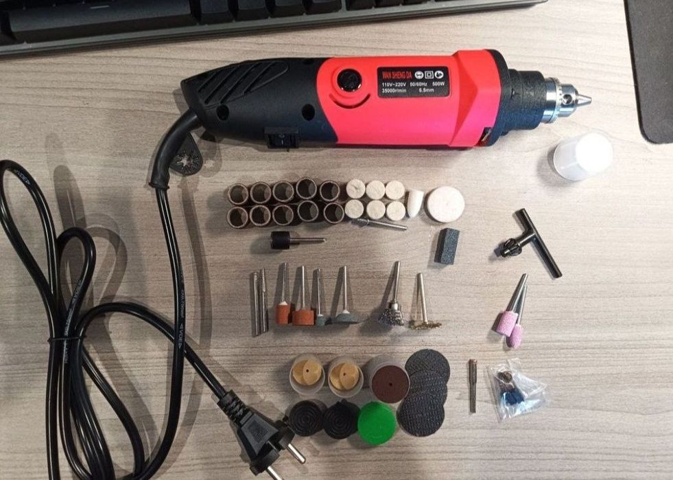 Прямая шлифмашинка (гравер 220V) Wan Sheng Da с 3х кулачковым патроном