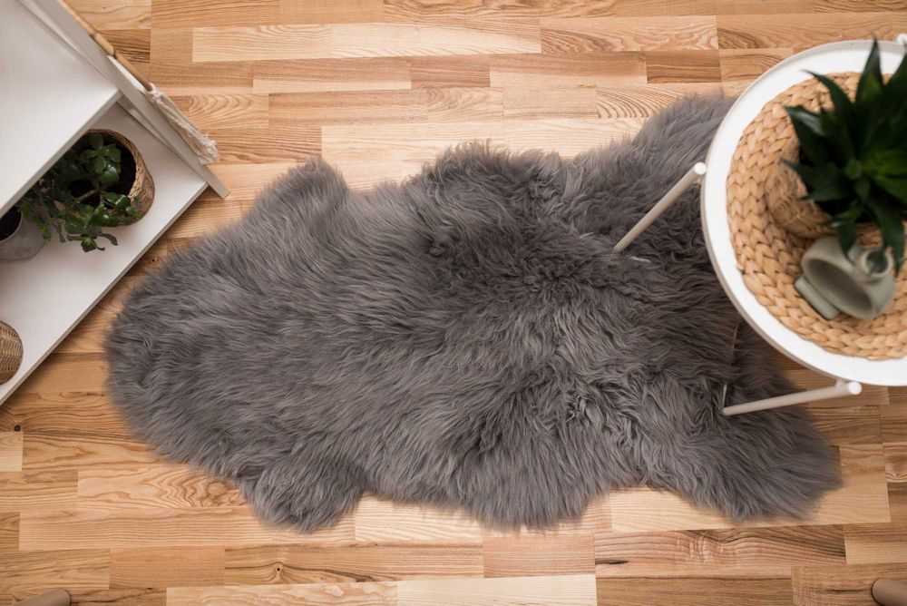 Skóra Owcza Naturalna Szara XXXL Największy Rozmiar 130-140 cm Bardzo Miękka Wełna