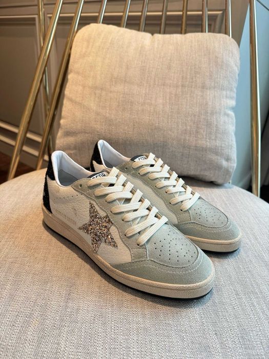 Белые серые кожаные кроссовки Golden Goose Super-Star голден гус