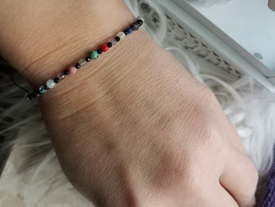 Bransoletka nić jedwabna znak zodiaku Wodnik perły szafir topaz srebro