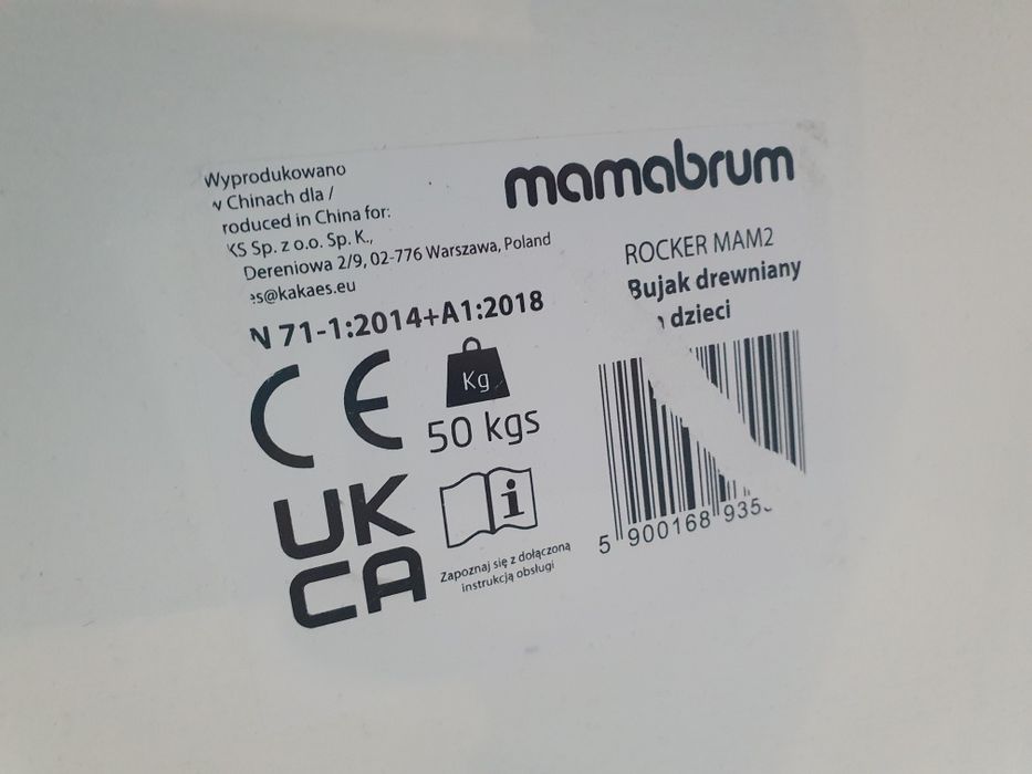 Drewniany bujak dla dzieci w kształcie wieloryba