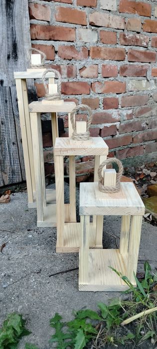 Drewniane, ozdobne lampiony