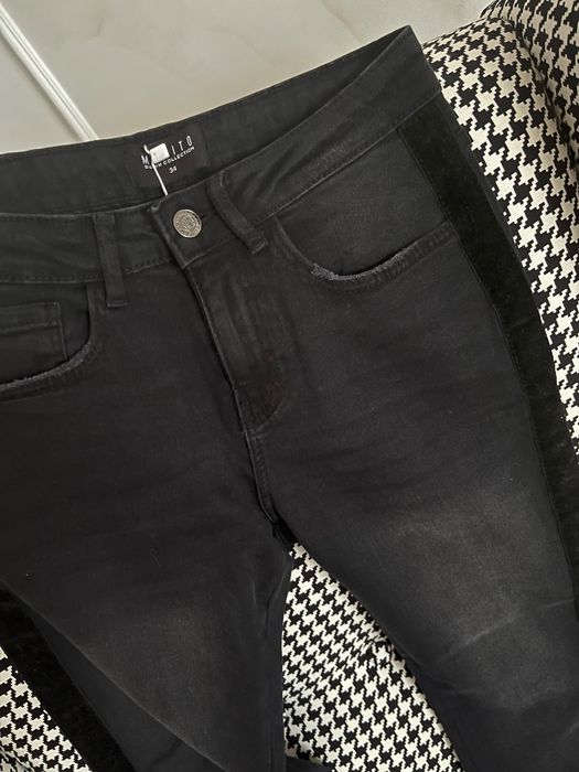 MOHITO Skinny fit - ciemne spodnie jeansowe. Dżins. XS/34