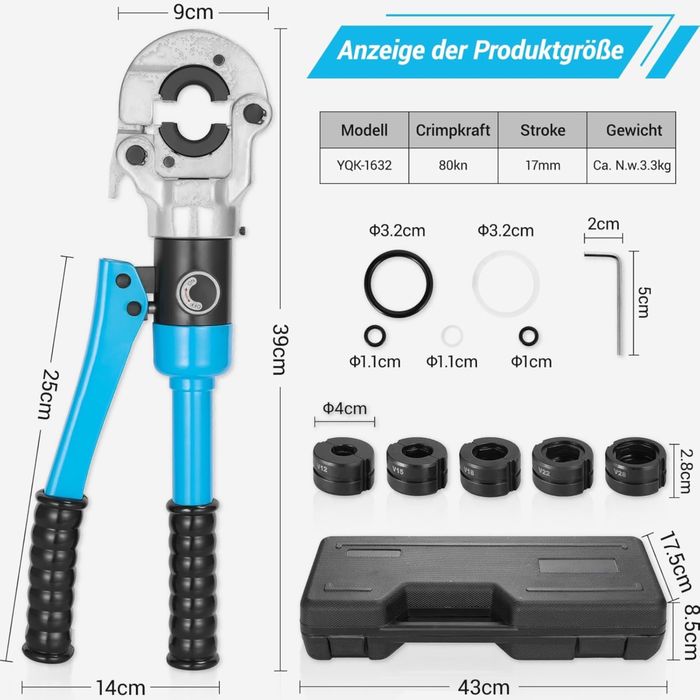 Zaciskarka do rur PEX – 6 kamieni w zestawie