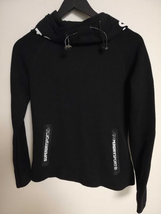 bluza Superdry sport S M 36 38 czarna z kapturem unisex